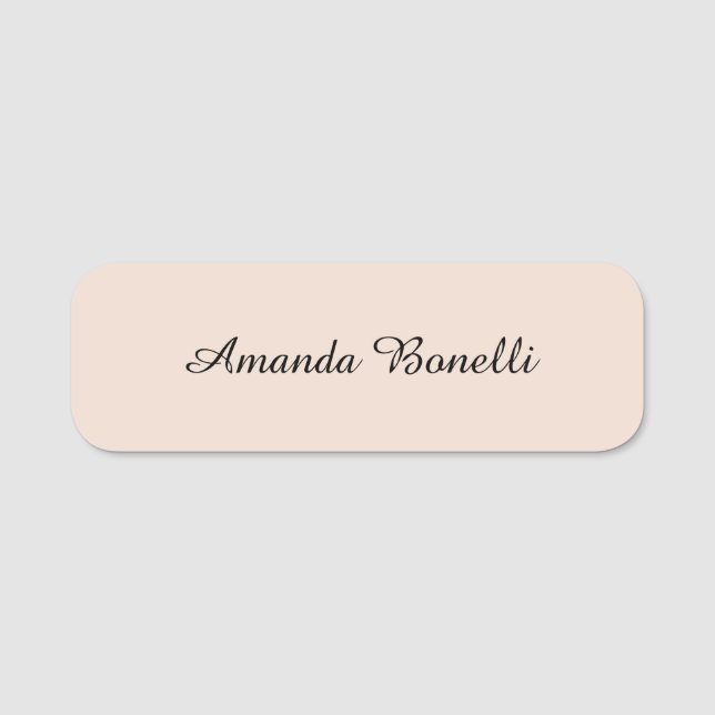 Champagne Rosa Plain Simple Minimalist Modern Namnbricka (Framsida)