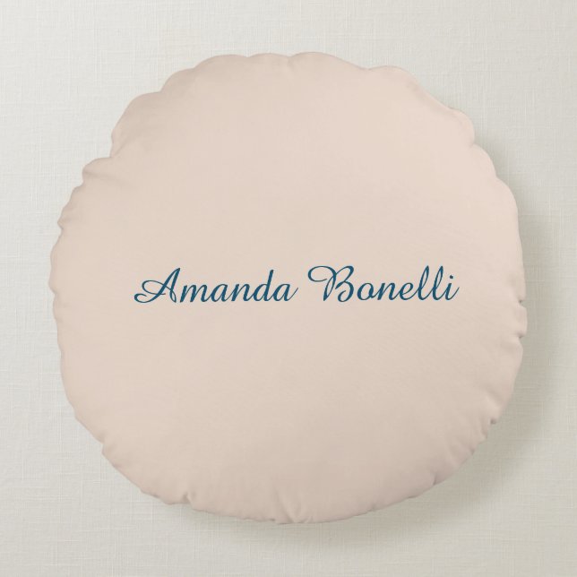 Champagne Rosa Plain Simple Minimalist Modern Rund Kudde (Framsidan)