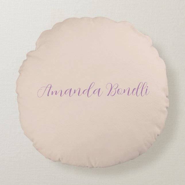 Champagne Rosa Plain Simple Minimalist Modern Rund Kudde (Framsidan)