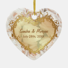 Champagne Rosa ros Elegance 2 Sided Julgransprydnad Keramik