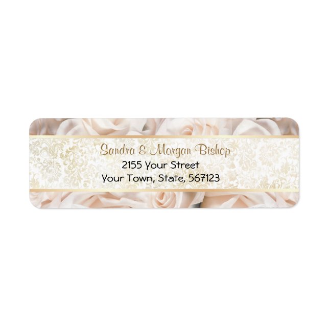 Champagne Rosa ros Elegance - Address Label Slim Returadress Etikett (Framsidan)