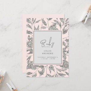 Champagne Rosa & Silver Glam Baby Shower Inbjudningar