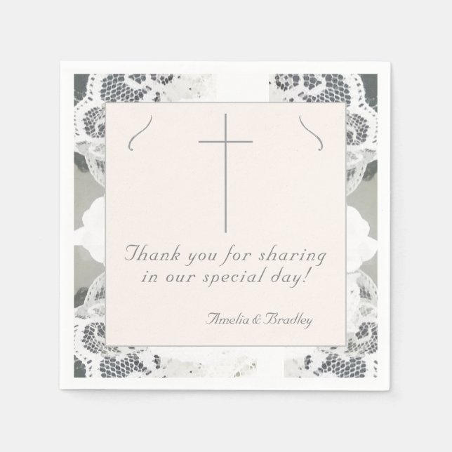 Champagne-Rosa Snöre Bröllop Pappersservett (Framsidan)