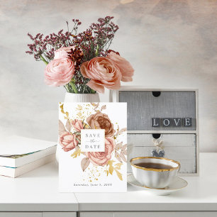 champagne roses wedding save the date postcard vykort