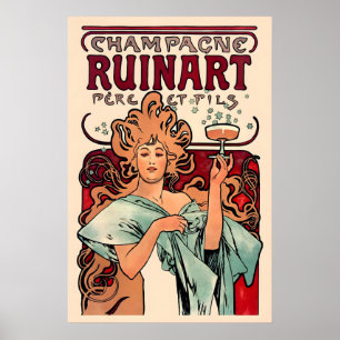Champagne Ruinart Affisch Alphonse Mucha Konst