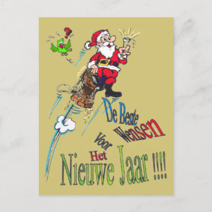 Champagne Santa Nieuwjaars Postcard Vykort