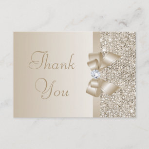 Champagne Sequins, Bow & Diamond Tack Kort