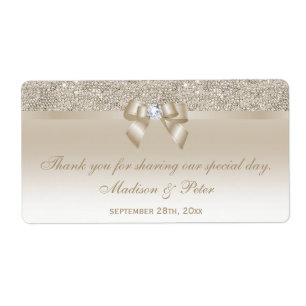Champagne Sequins Bow Ribbon Diamond Favor Fraktsedel