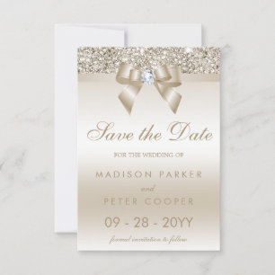 Champagne Sequins Diamond Bow Spara datumet
