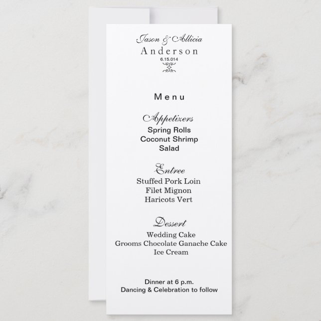 Champagne Shimmer Menu Card för Bröllop och Galas Inbjudningar (Framsida)