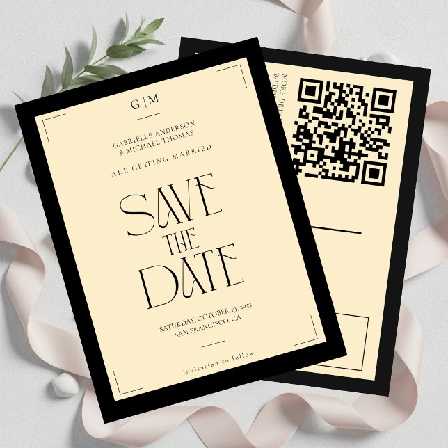 Champagne Silk Cream Art deco Save The Date  Vykort (Skapare uppladdad)