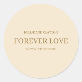 Champagne Simple Bröllop Classic Round Sticker Runt Klistermärke