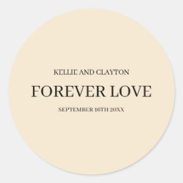 Champagne Simple Bröllop Classic Round Sticker Runt Klistermärke