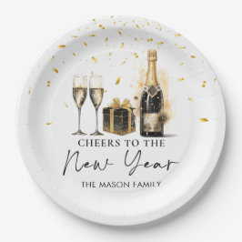 Champagne Skål Nyårsafton Party Pappers Tallrikar
