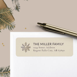 Champagne Snowflake Light Address Label Returadress Etikett