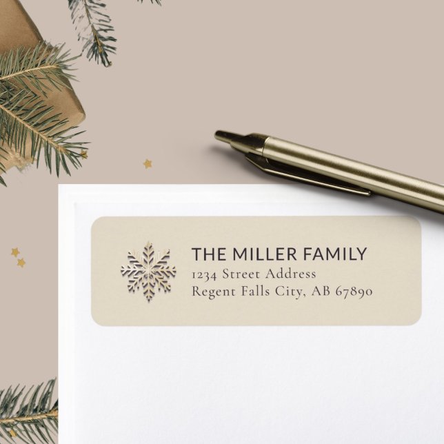 Champagne Snowflake Light Address Label Returadress Etikett (Skapare uppladdad)
