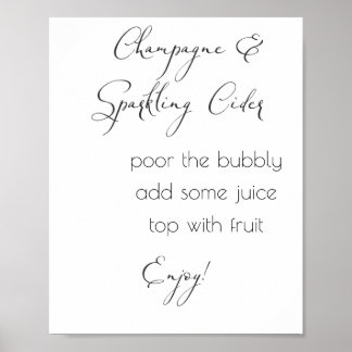 Champagne & Sparkling Cider- minimum bröllop Poster