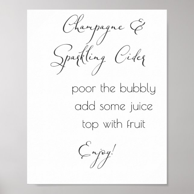 Champagne & Sparkling Cider- minimum bröllop Poster (Framsidan)