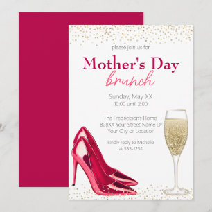 Champagne & Stilettos Mors dag Brunch Inbjudningar