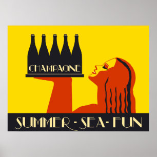 Champagne Summer Sea Roligt Poster