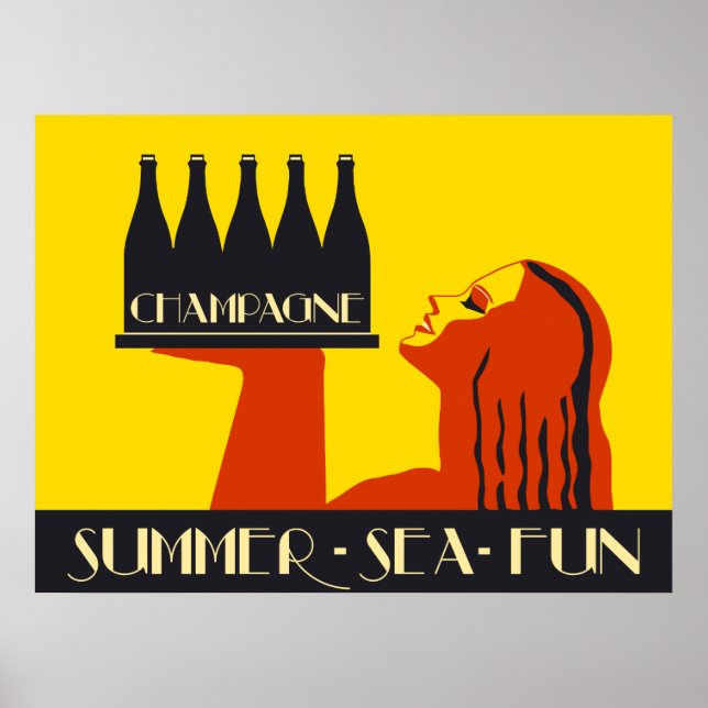 Champagne Summer Sea Roligt Poster (Framsidan)