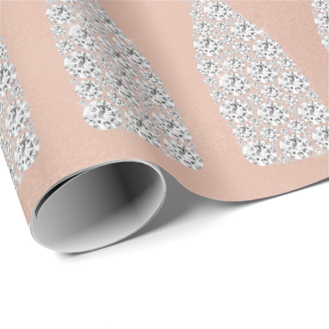 Champagne Swarovski Crystals Diamond Flaska Rosa Presentpapper (Rullad Hörn)