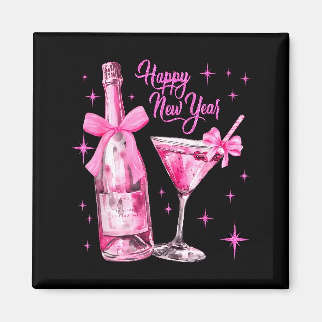Champagne Swea Martini Coquette Happy New Year Par Magnet (Framsidan)