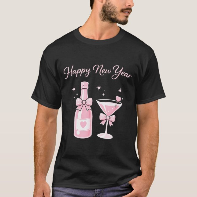 Champagne Swea Martini Coquette Happy New Year Par T Shirt (Framsida)