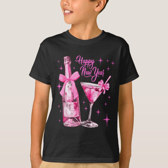 Champagne Swea Martini Coquette Happy New Year Par T Shirt (Framsida)