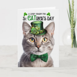 Champagne Tabby katt St CATricks dag Lucky Charm Helgkort