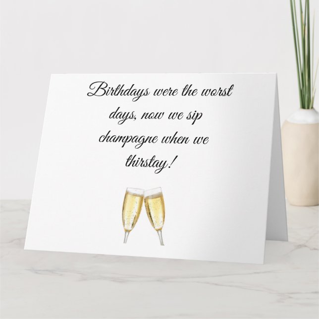 Champagne Taste Birthday Card Kort (Framsida)