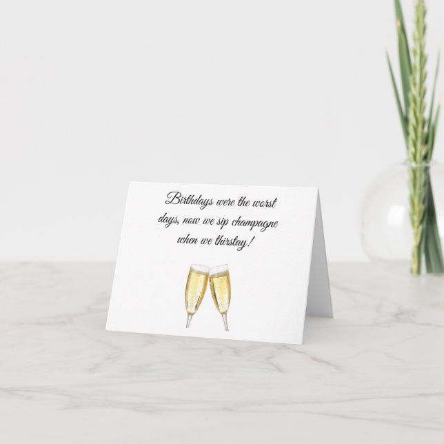 Champagne Taste Birthday Card Tack Kort (Framsida)