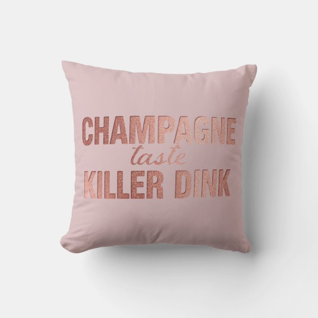 Champagne Taste Killer Dink - Rose Gold Pickleball Kudde (Framsida)
