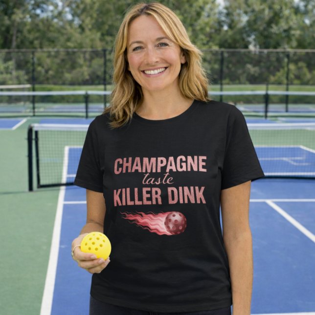 Champagne Taste Killer Dink - Rose Gold Pickleball T Shirt (Skapare uppladdad)