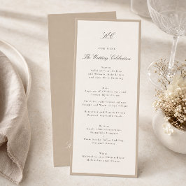 Champagne Taupe Formellt Bröllop Meny