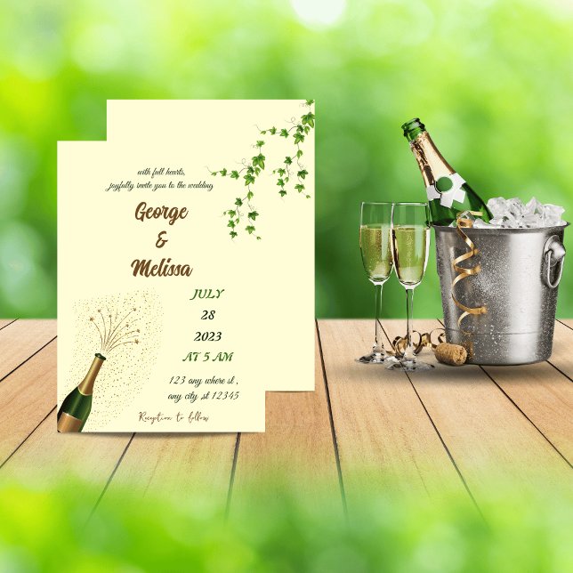 Champagne themed wedding invitation inbjudningar (Skapare uppladdad)