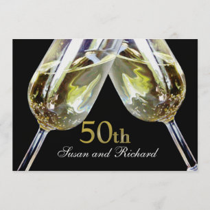 Champagne Toast 50-årsdagen Inbjudningar