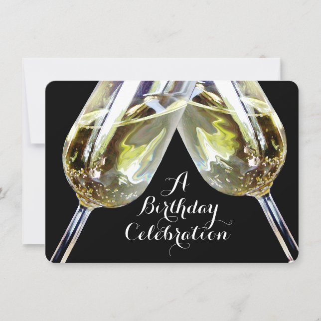 Champagne Toast 50:e födelsedagen Inbjudningar (Framsida)