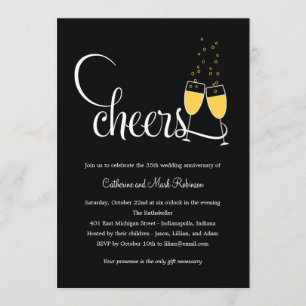 Champagne Toast Bröllop-jubileumsinbjudan Inbjudningar
