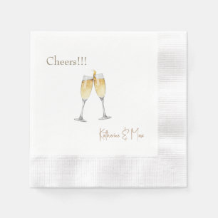 Champagne Toast Bröllop Personlig Präglad Pappersservett