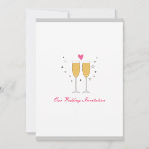 Champagne Toast-bröllopsinbjudan - vit Inbjudningar
