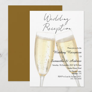 Champagne Toast Bröllopsmottagning Inbjudningar