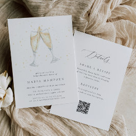Champagne Toast Dubbla-Sided Möhippa Inbjudningar