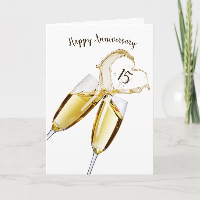 Champagne Toast för 15-årsdagen Kort (Framsida)