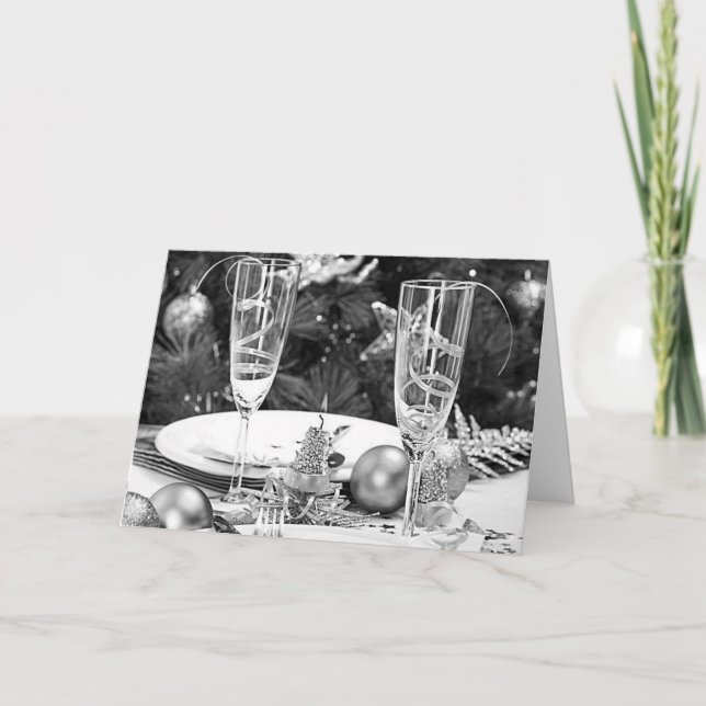 **CHAMPAGNE TOAST** FÖR MYCKET GOD JUL HELGKORT (Framsida)