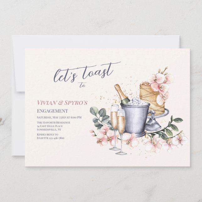 Champagne Toast-Förlovningsfest Inbjudningar (Framsida)
