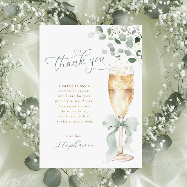 Champagne Toast Greenery Thank You Card Tack Kort (Skapare uppladdad)
