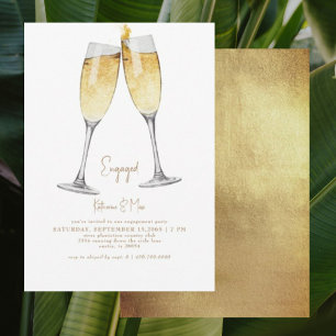 Champagne Toast Guld Text Förlovningsfest II Inbjudningar