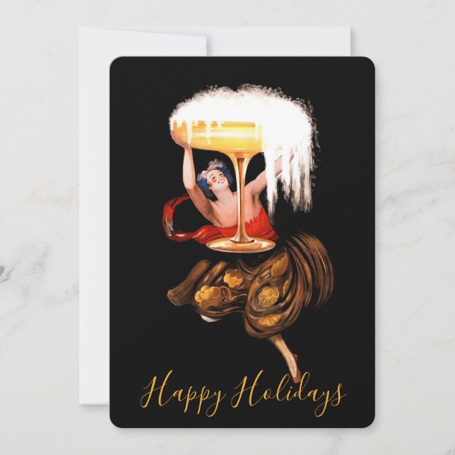 Champagne Toast Holiday Flat Kort (Framsida)