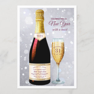 Champagne Toast Inbjudan till nyårspart